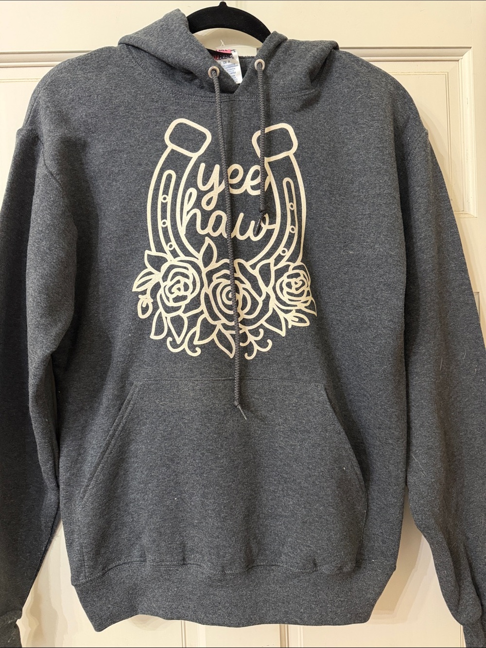 Grey 'Yee Haw' Horseshoe Floral Hoodie